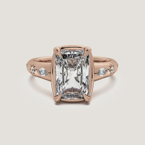 Radiant Cut Faux Bezel Engagement Ring | 14k Rose Gold
