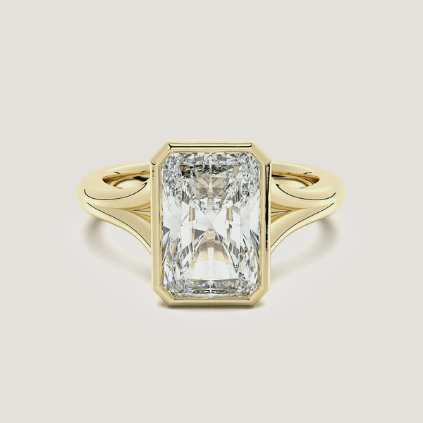 Radiant Split Cathedral Bezel Ring | 18k Yellow Gold