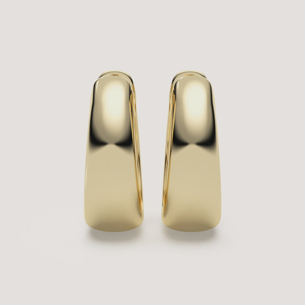 Chunky Gold Huggie Earrings in 14k Yellow Gold (360° video)