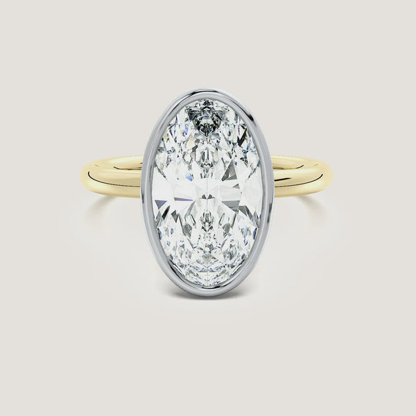 Moval Bezel Set Engagement Ring | 14k Two Tone