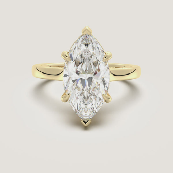 Marquise Heirloom Cathedral Engagement Ring | 18k Yellow Gold