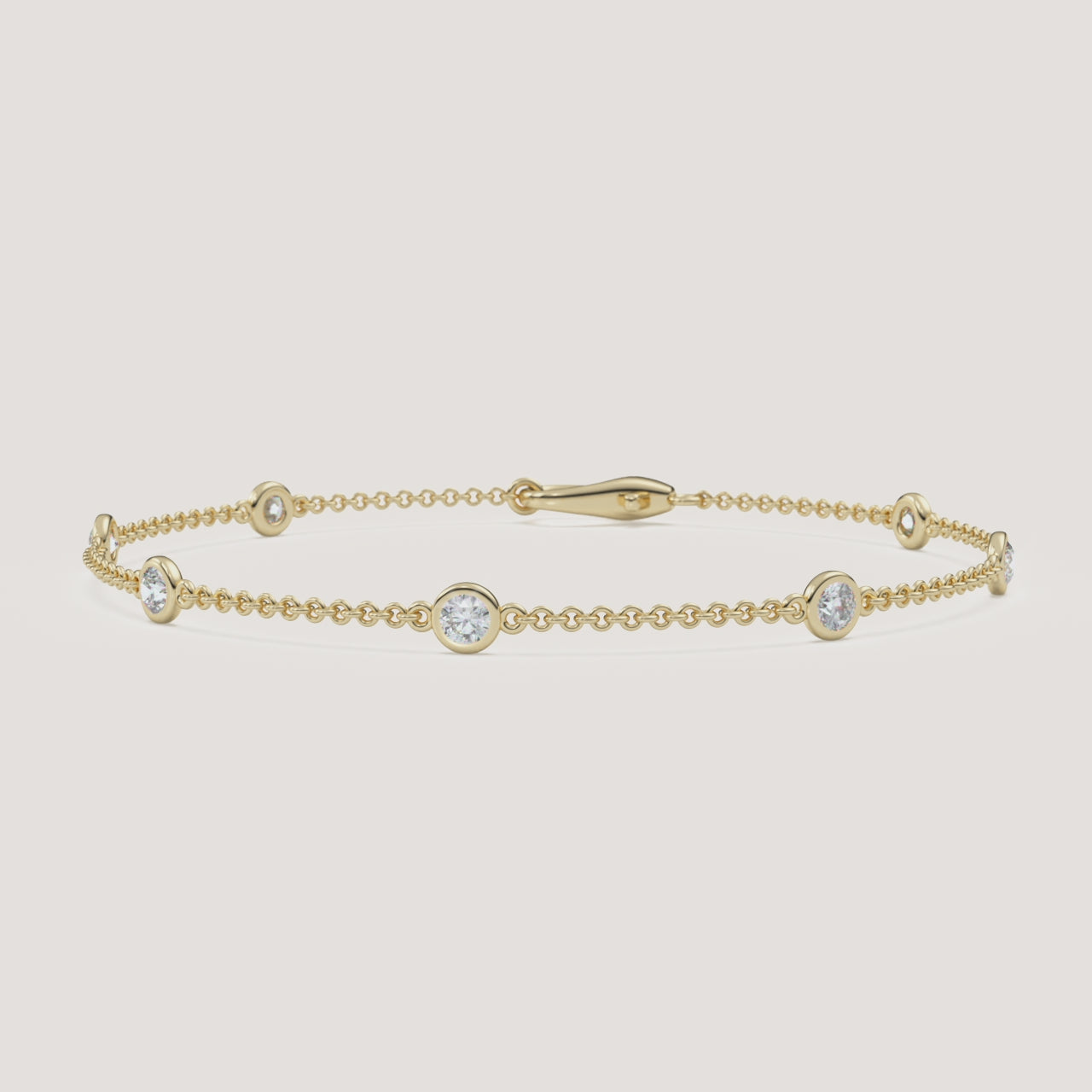 Bezel-Set Diamond Station Bracelet — 0.50 CTW in 14k Yellow Gold (360° video)