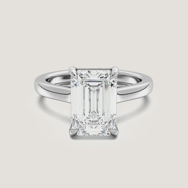 Emerald Cut Heirloom Cathedral Engagement Ring | Platinum