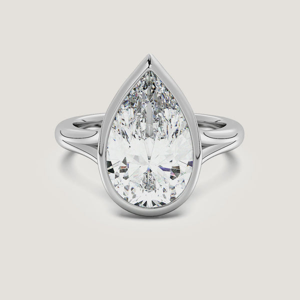 Pear Shape Split Cathedral Bezel Ring | Platinum