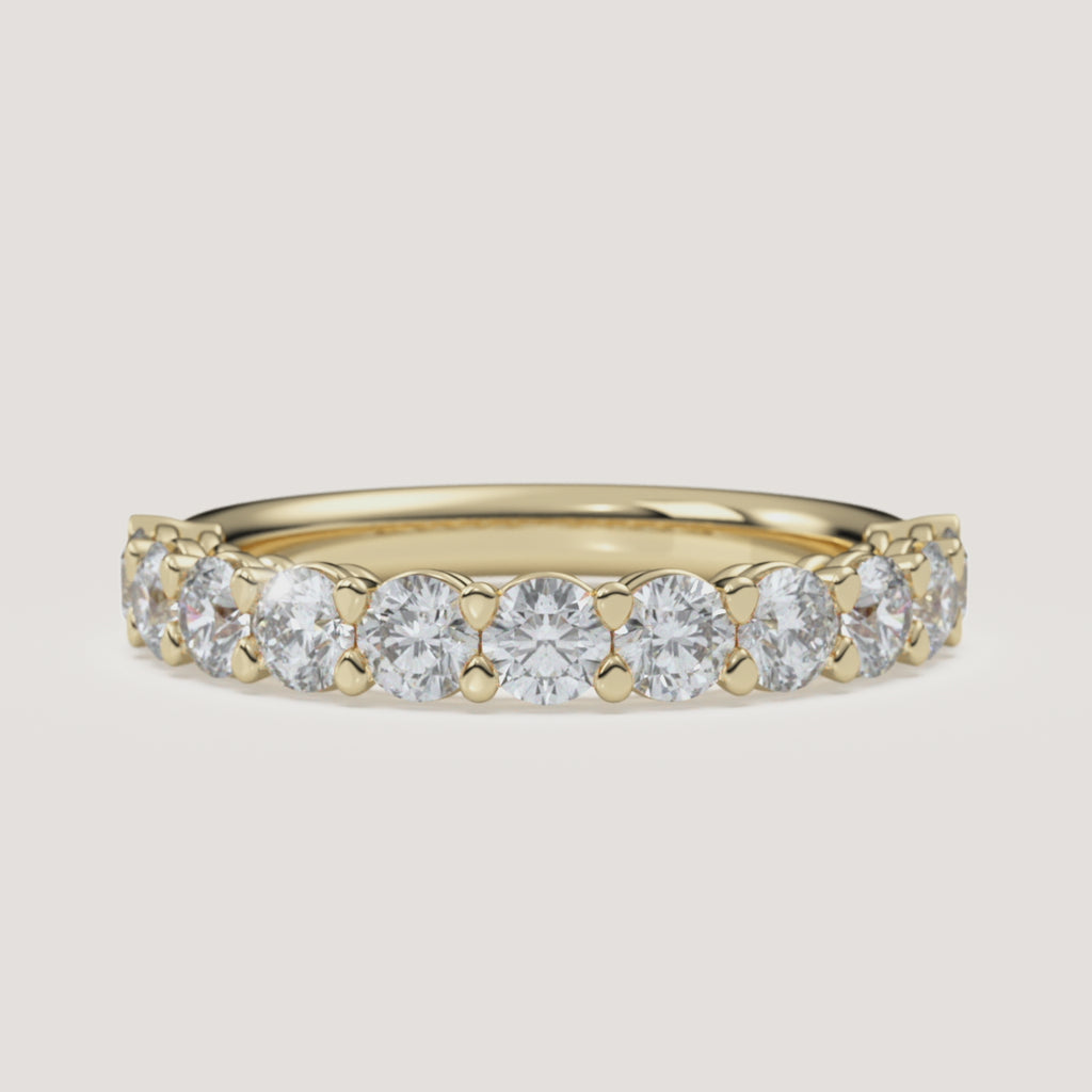 Pavé Diamond Half Eternity Band — 1 CTW in 14k Yellow Gold (360° video)