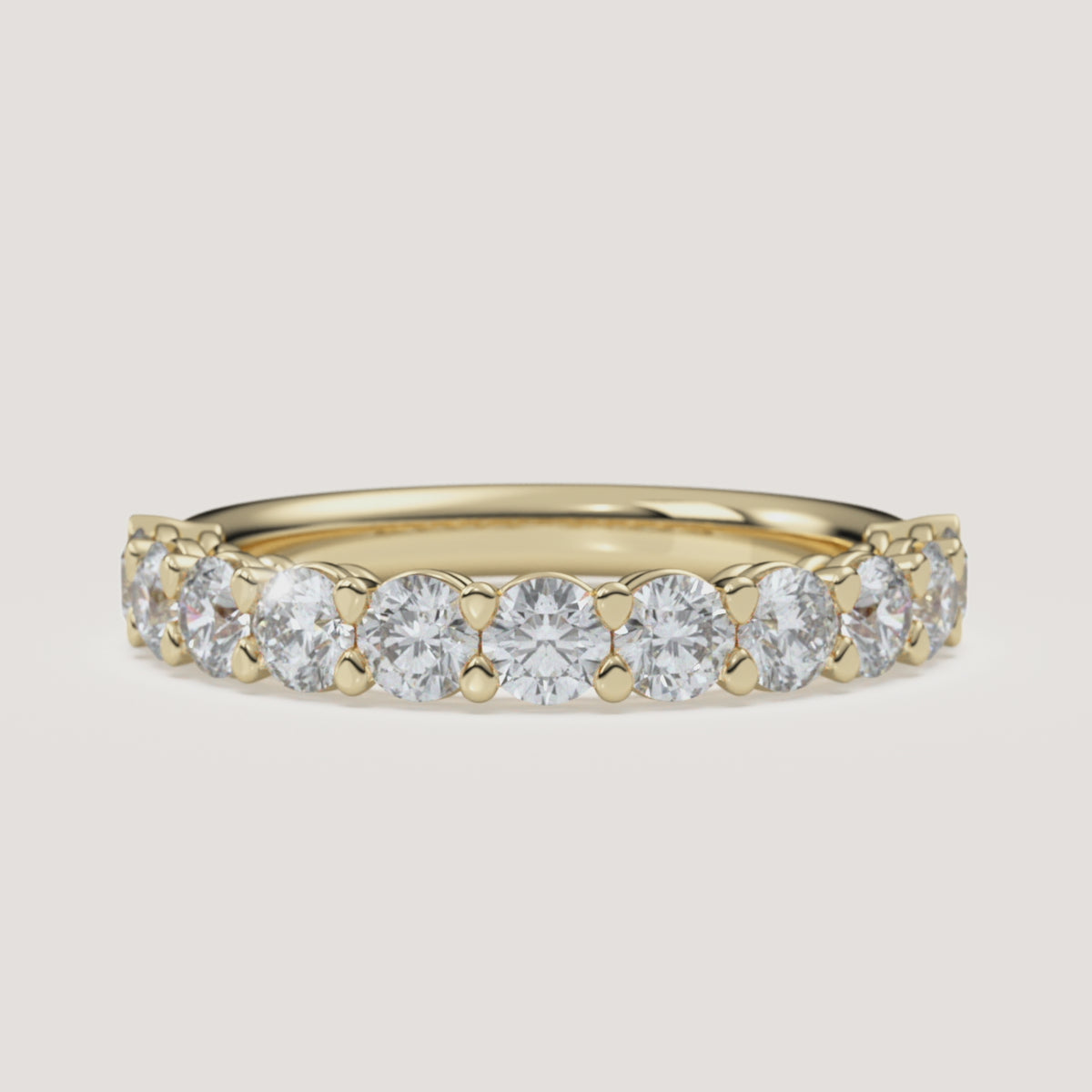 Pavé Diamond Half Eternity Band — 1 CTW in 14k Yellow Gold (360° video)