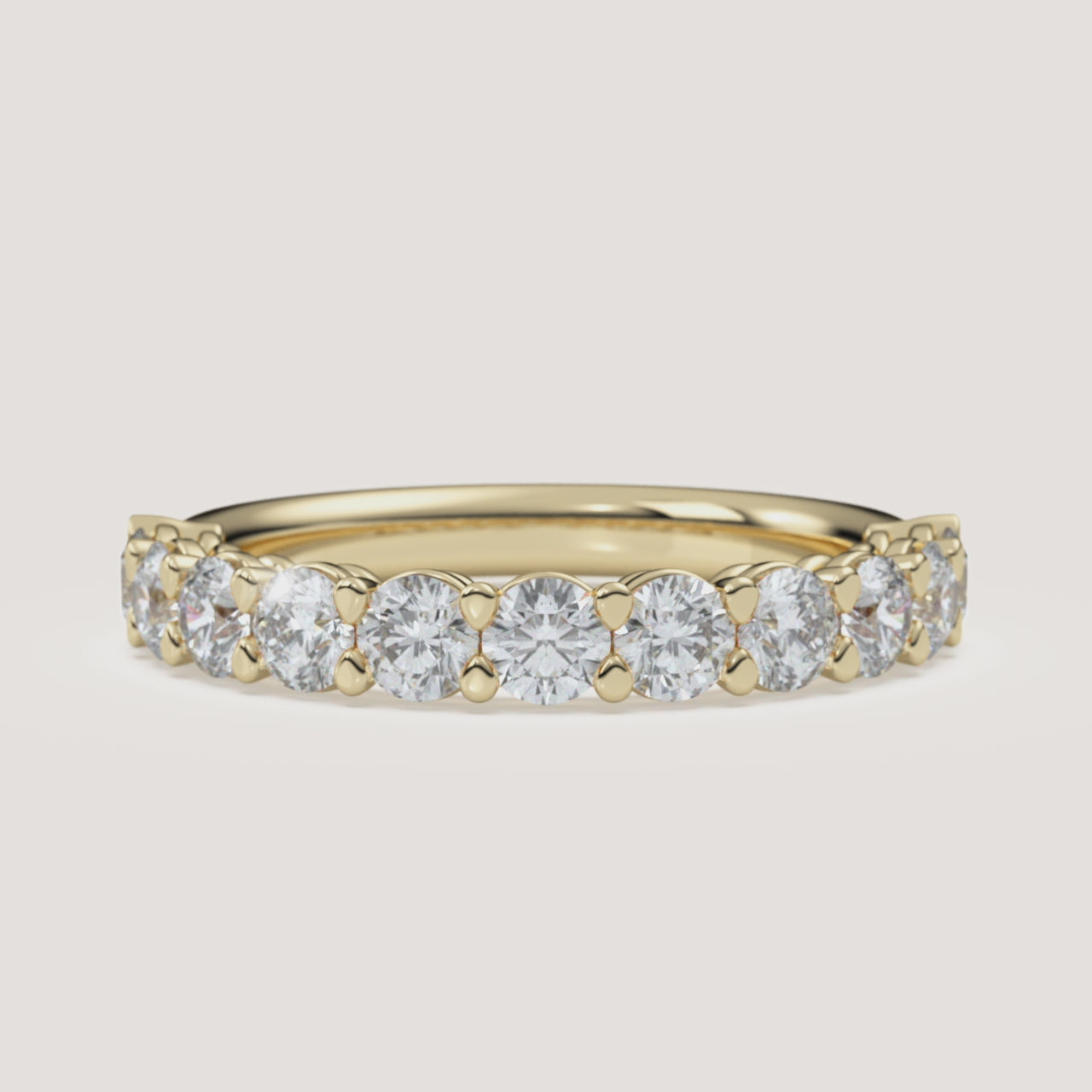 Pavé Diamond Half Eternity Band — 1 CTW in 14k Yellow Gold (360° video)