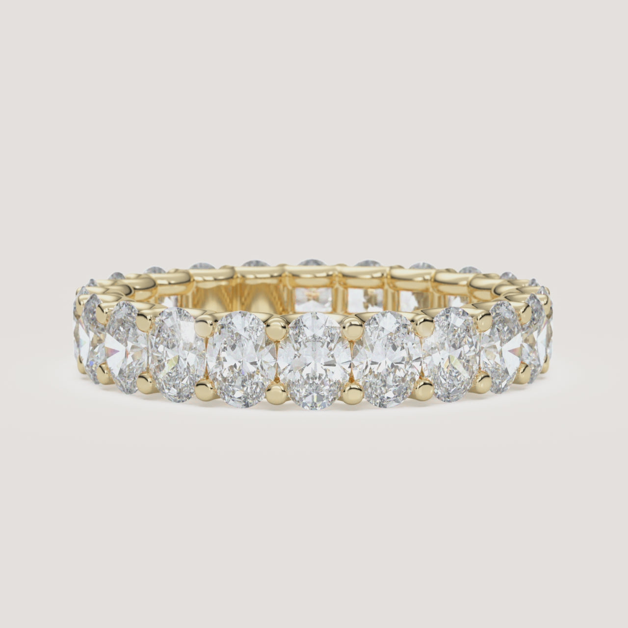 U-Prong Oval Diamond Eternity Band in 14k Yellow Gold (360° video)
