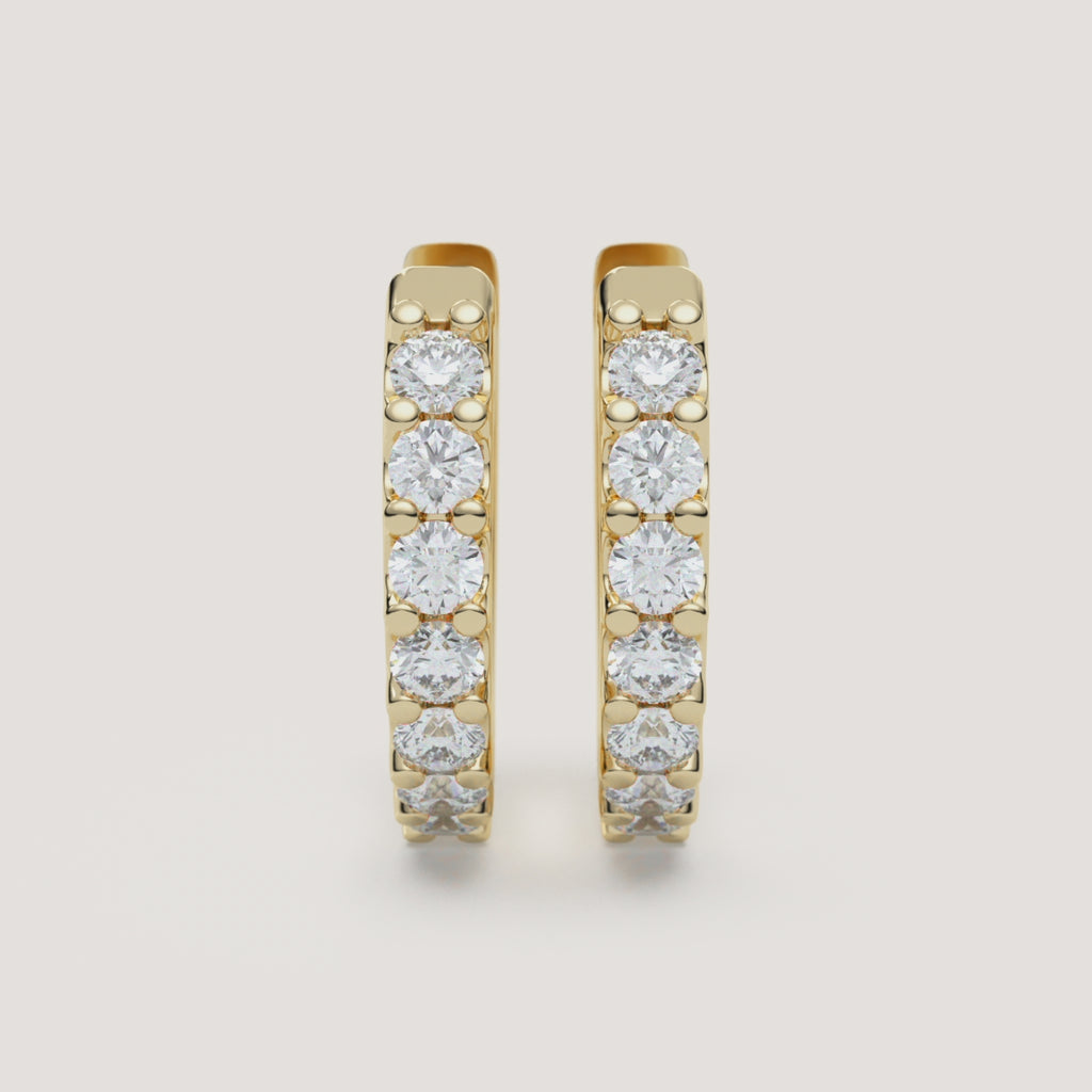 Petite Diamond Huggie Hoop Earrings — 0.25 CTW in 14k Yellow Gold (360° video)