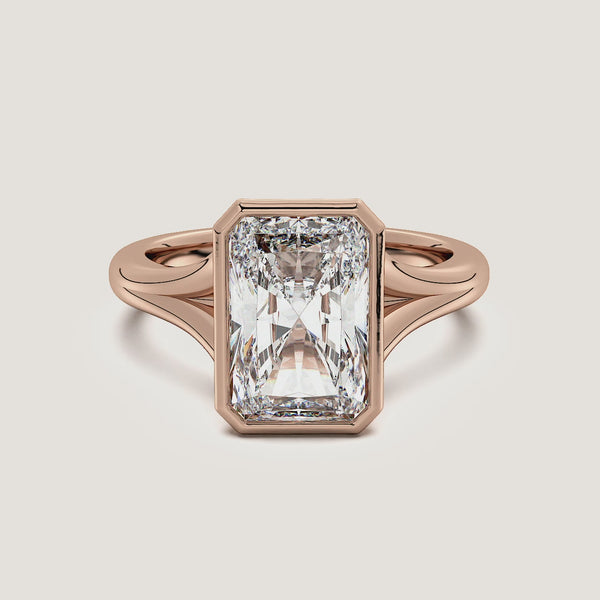 Radiant Split Cathedral Bezel Ring | 18k Rose Gold
