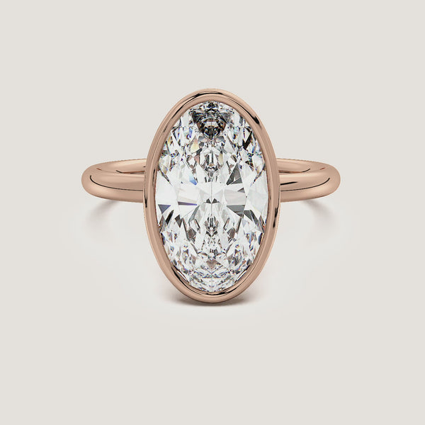Moval Bezel Set Engagement Ring | 18k Rose Gold