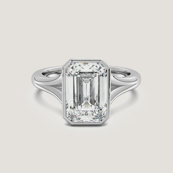 Emerald Split Cathedral Bezel Ring | Platinum