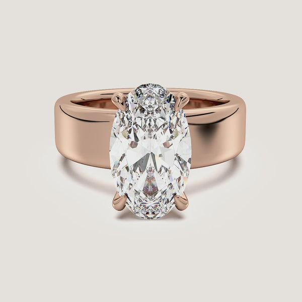 Moval Cigar Band Engagement Ring | 18k Rose Gold