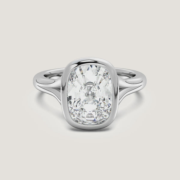 Cushion Split Cathedral Bezel Ring | Platinum