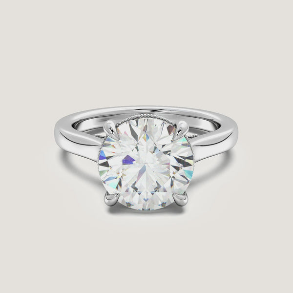 Round Heirloom Cathedral Engagement Ring | Platinum
