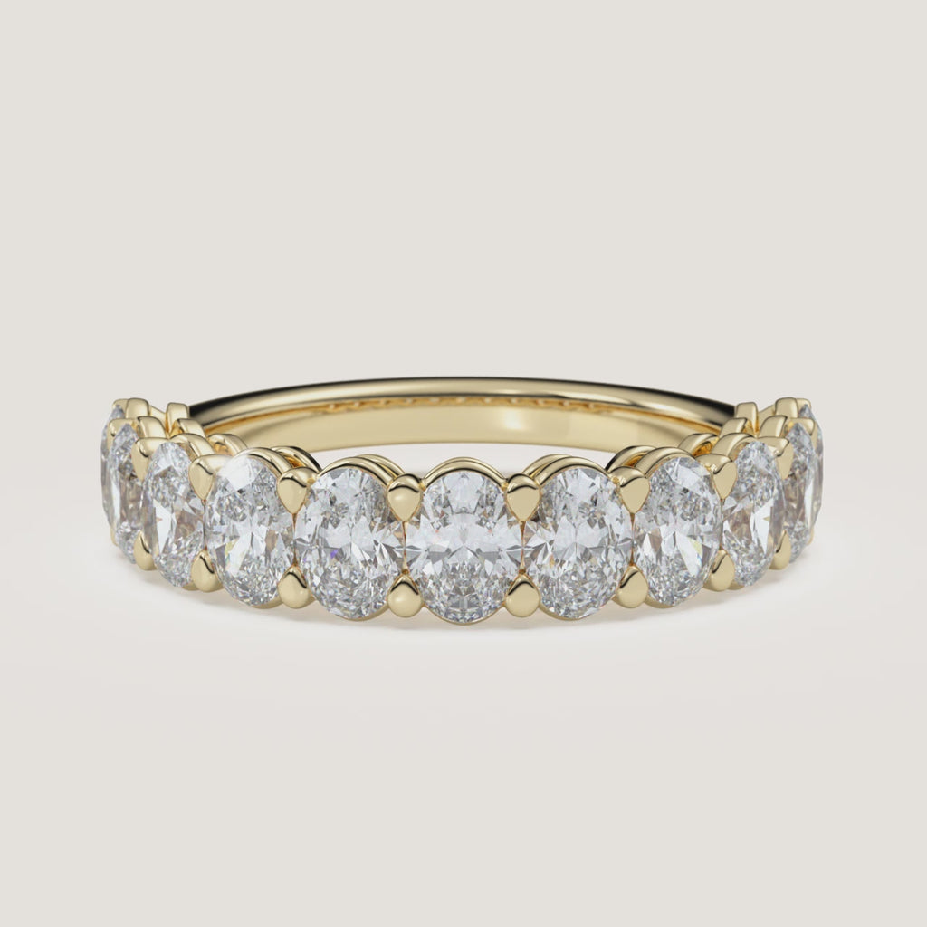 Oval Diamond Half Eternity Band — 1.5 CTW in 14k Yellow Gold (360° video)