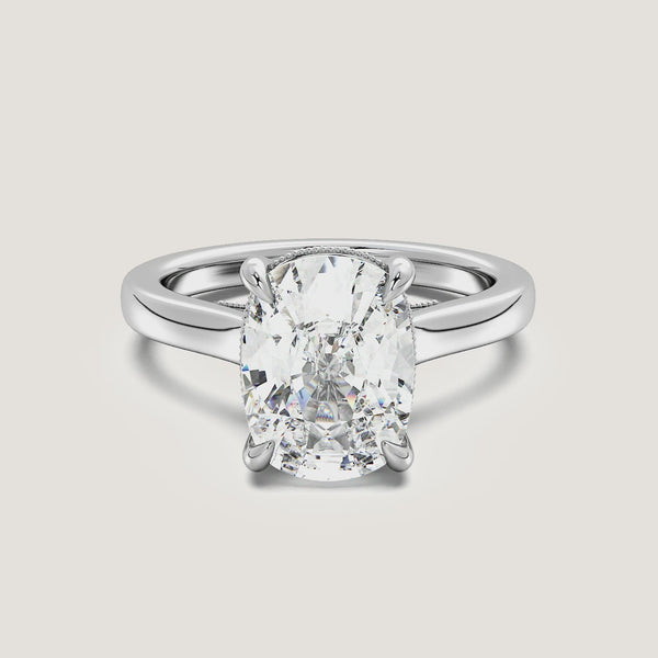 Cushion Cut Heirloom Cathedral Engagement Ring | Platinum