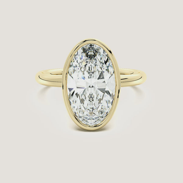 Moval Bezel Set Engagement Ring | 18k Yellow Gold