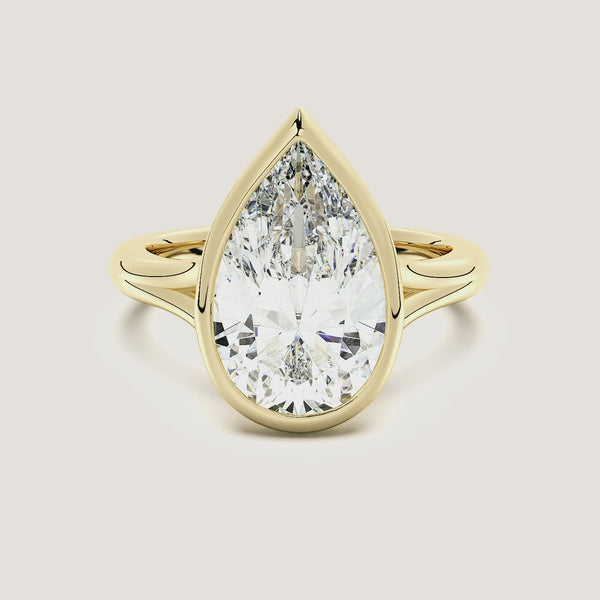 Pear Shape Split Cathedral Bezel Ring | 18k Yellow Gold