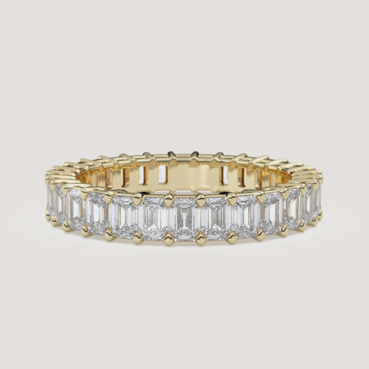 Emerald-Cut Diamond Eternity Band — 2 CTW in 14k Yellow Gold (360° video)