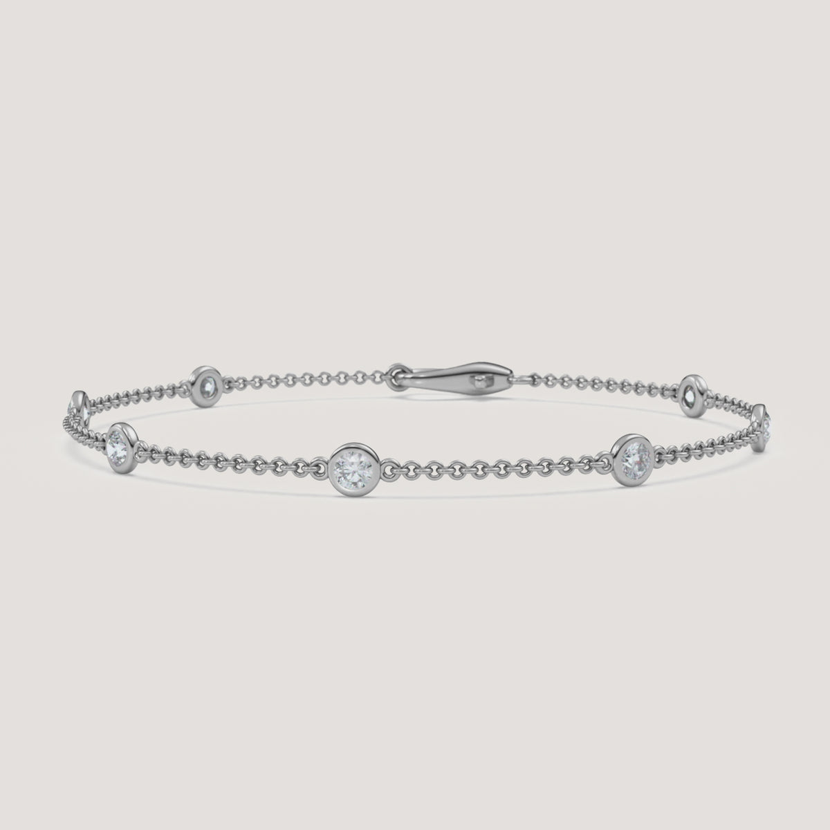 Bezel-Set Diamond Station Bracelet — 0.50 CTW in 14k White Gold (360° video)