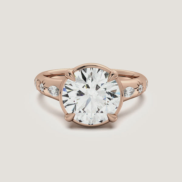 Round Faux Bezel Engagement Ring | 14k Rose Gold