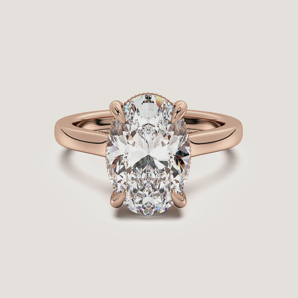Oval Heirloom Cathedral Engagement Ring | 18k Rose Gold