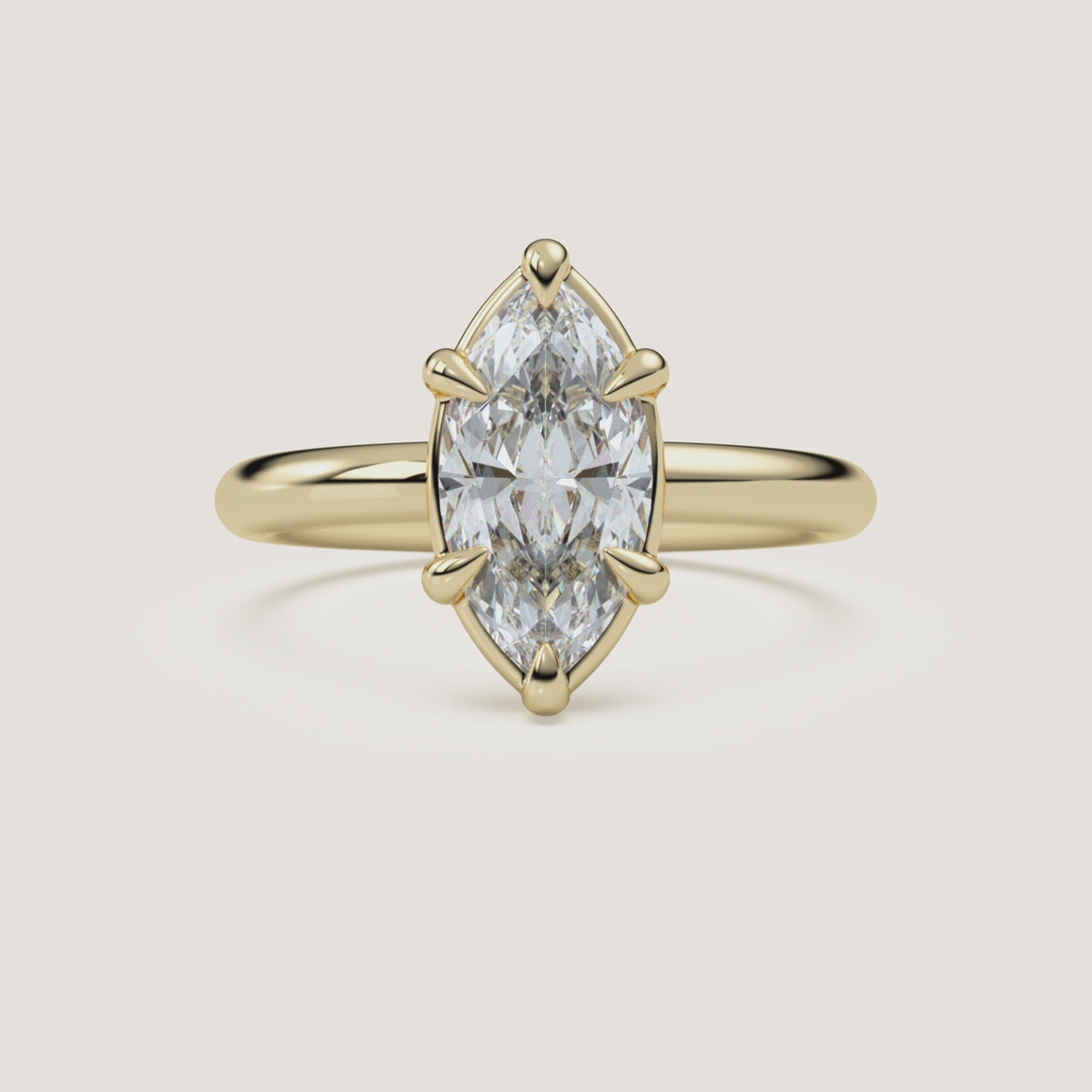 Marquise Faux Bezel Diamond Pinky Ring in 14k Yellow Gold (360° video)
