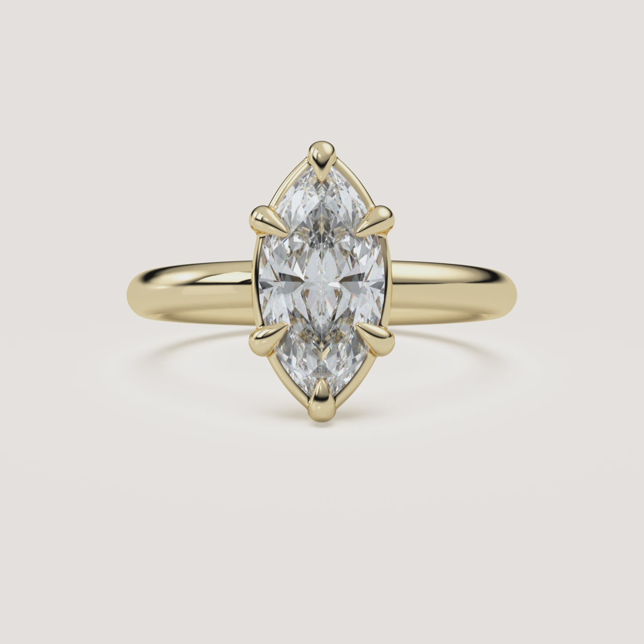 Marquise Faux Bezel Diamond Pinky Ring in 14k Yellow Gold (360° video)