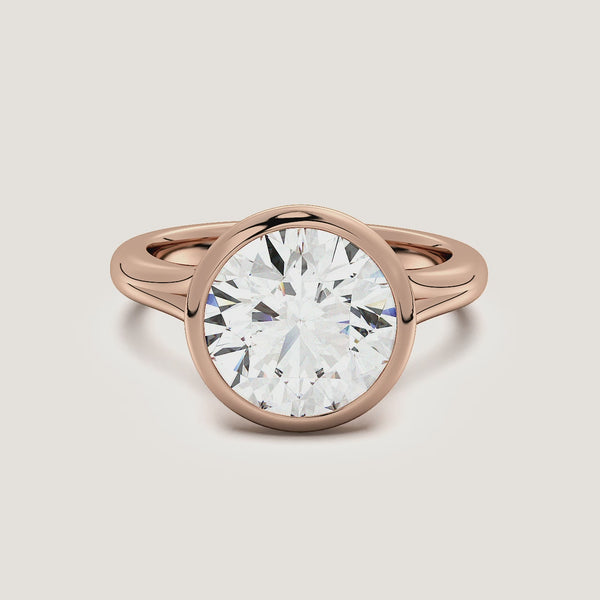 Round Split Cathedral Bezel Ring | 18k Rose Gold