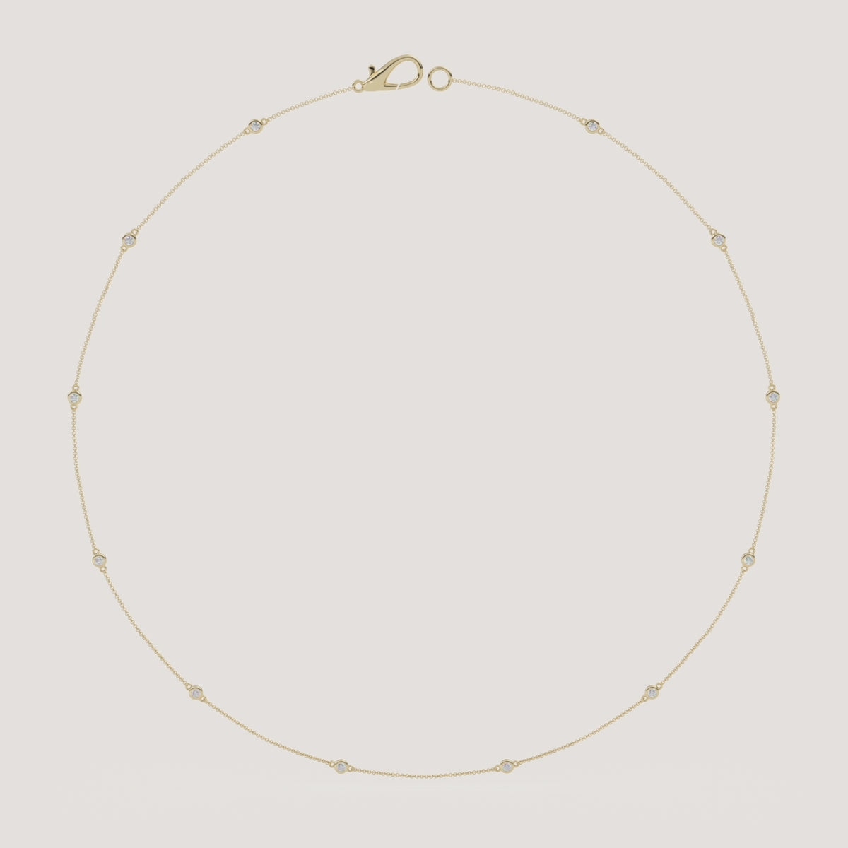Bezel-Set Diamond Station Necklace — 1/3 CTW in 14k Yellow Gold (360° video)