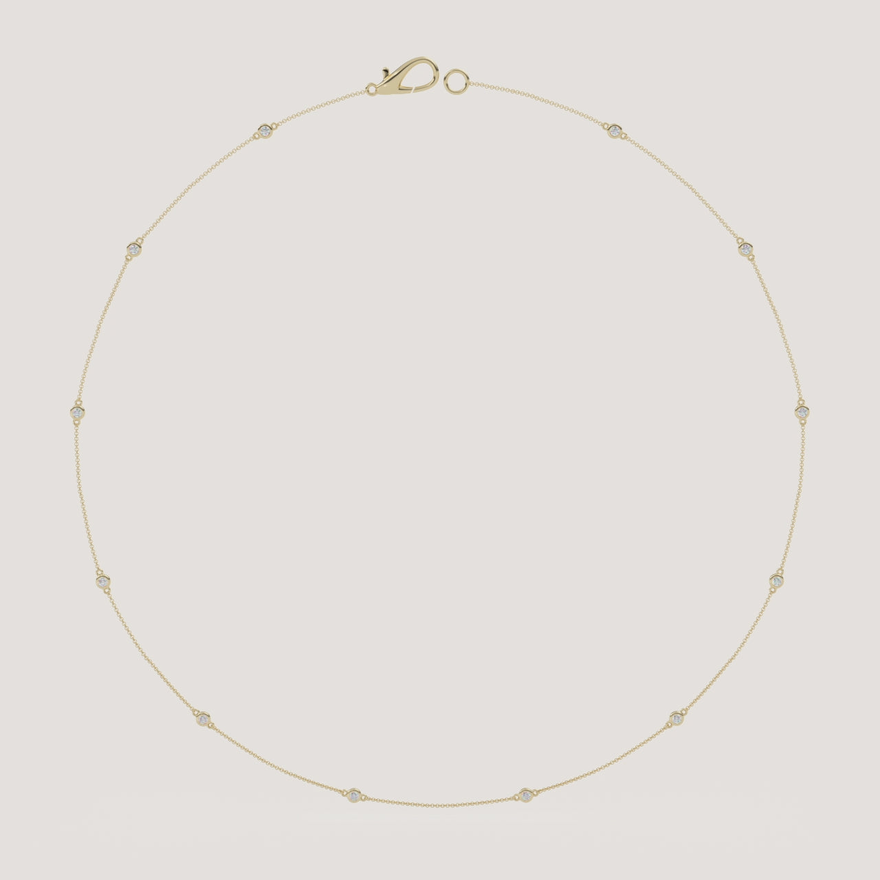Bezel-Set Diamond Station Necklace — 1/3 CTW in 14k Yellow Gold (360° video)