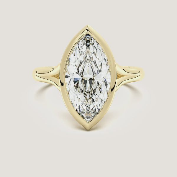 Marquise Split Cathedral Bezel Ring | 18k Yellow Gold