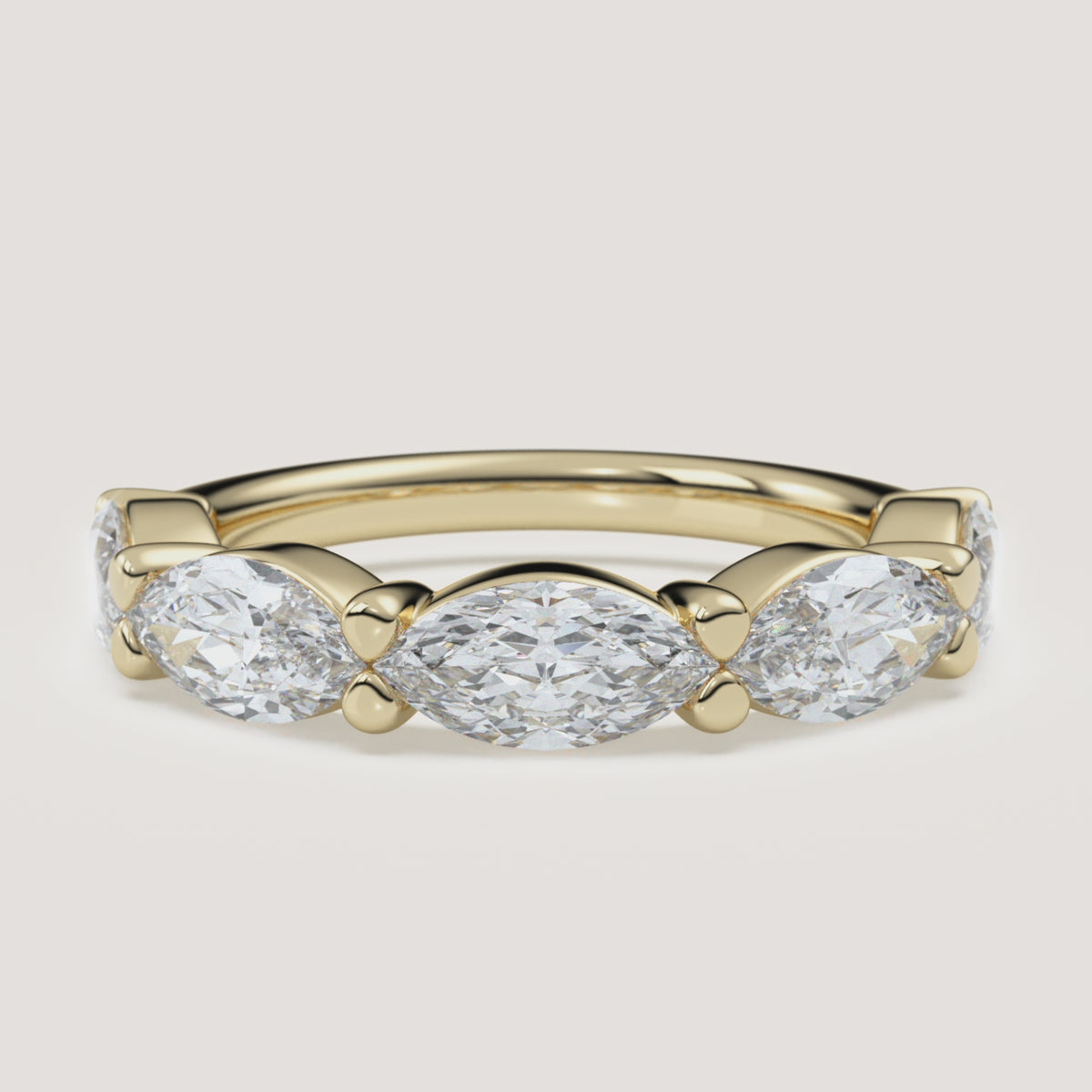 East-West Marquise Diamond Wedding Band — 2 CTW in 14k Yellow Gold (360° video)