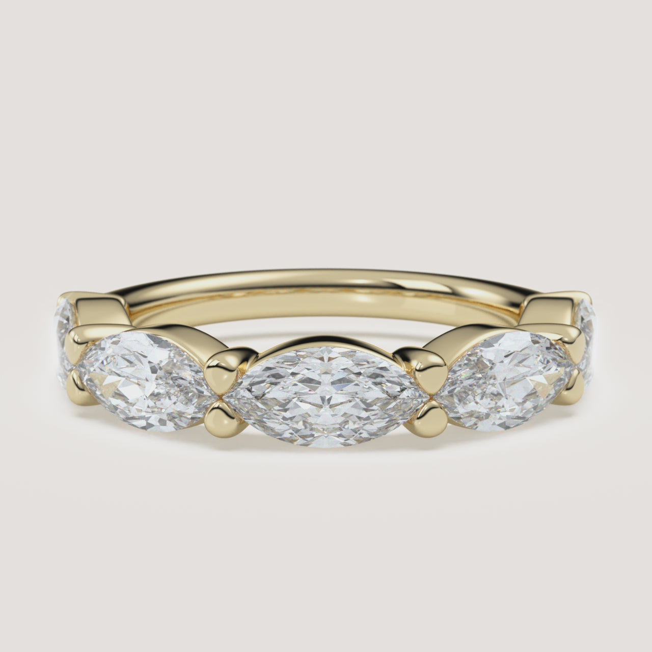 East-West Marquise Diamond Wedding Band — 2 CTW in 14k Yellow Gold (360° video)