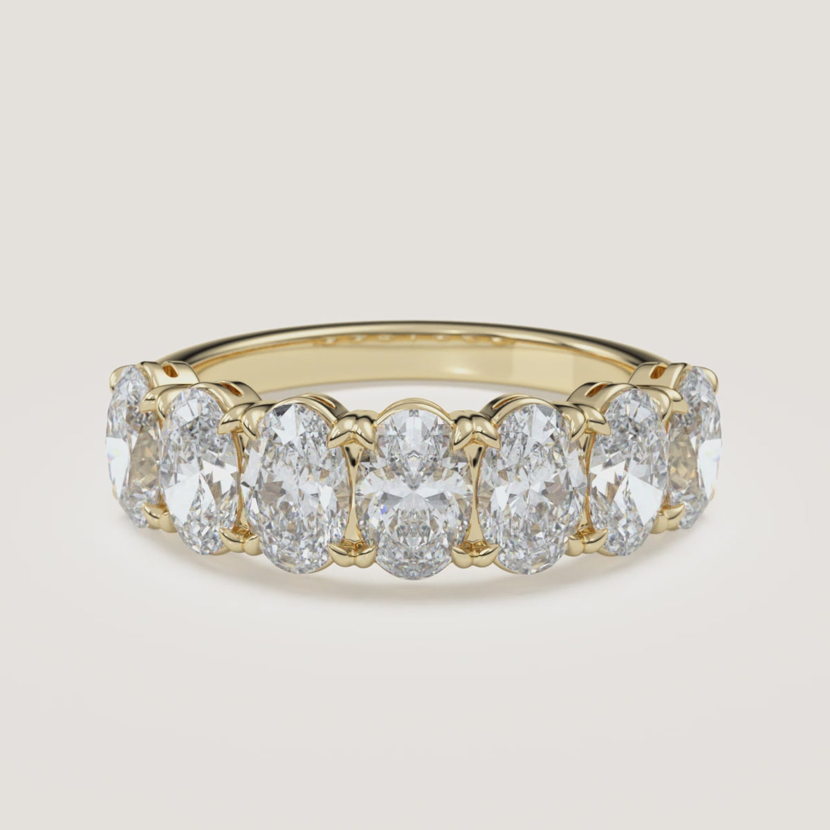 Claw-Prong Oval Half Eternity Band — 2 CTW in 14k Yellow Gold (360° video)