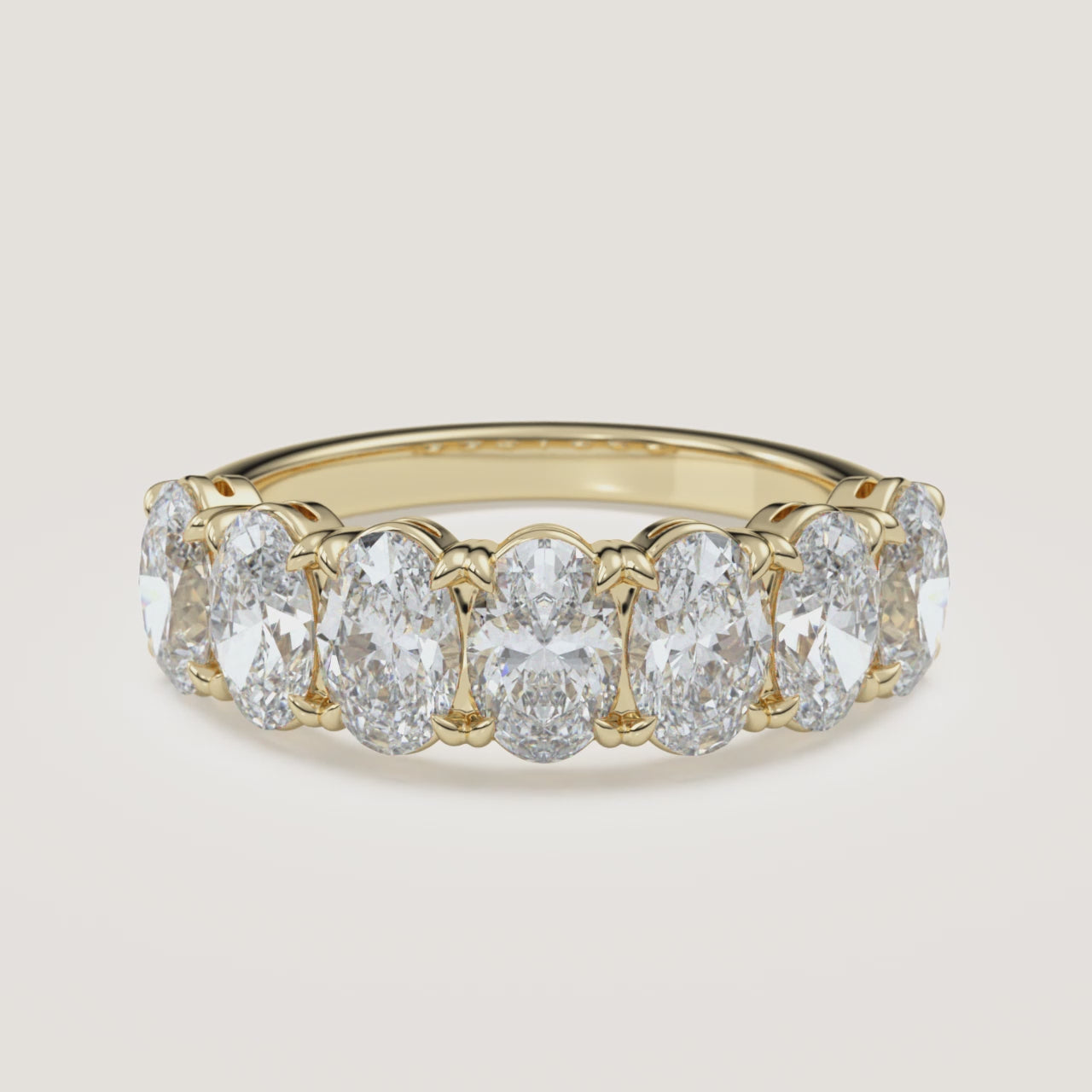 Claw-Prong Oval Half Eternity Band — 2 CTW in 14k Yellow Gold (360° video)