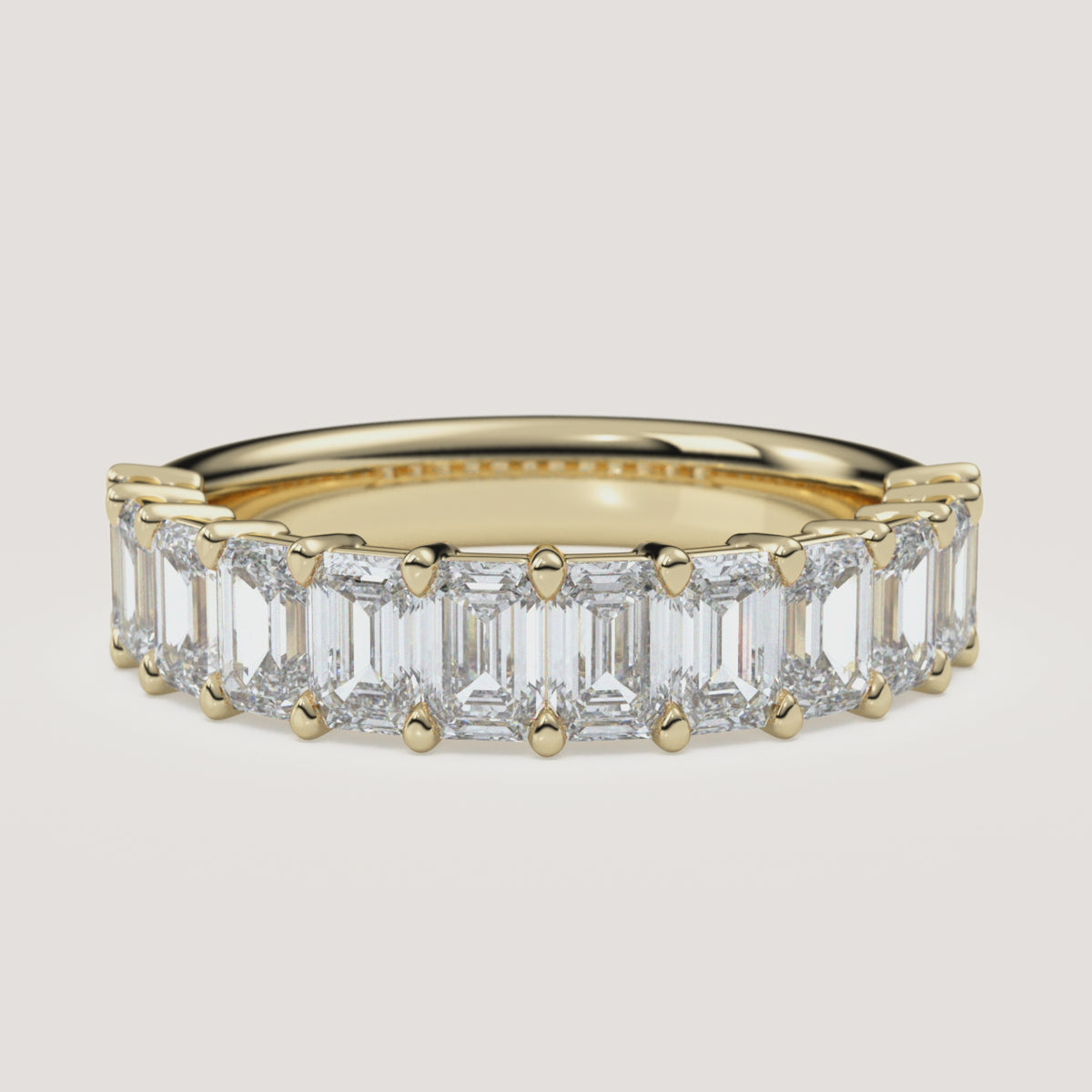Emerald-Cut Diamond Half Eternity Band — 2 CTW in 14k Yellow Gold (360° video)
