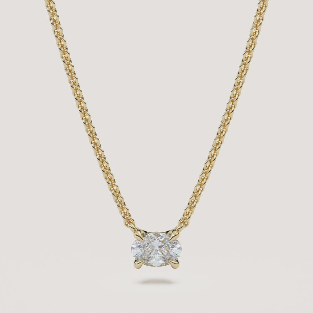 Oval Diamond Solitaire Necklace — 0.50 CT in 14k Yellow Gold (360° video)