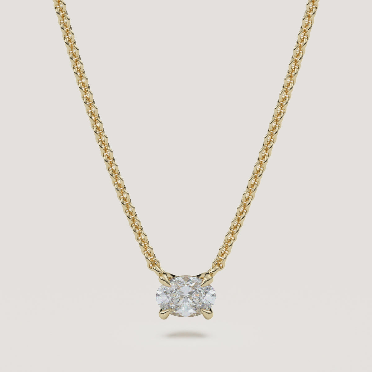 Oval Diamond Solitaire Necklace — 0.50 CT in 14k Yellow Gold (360° video)