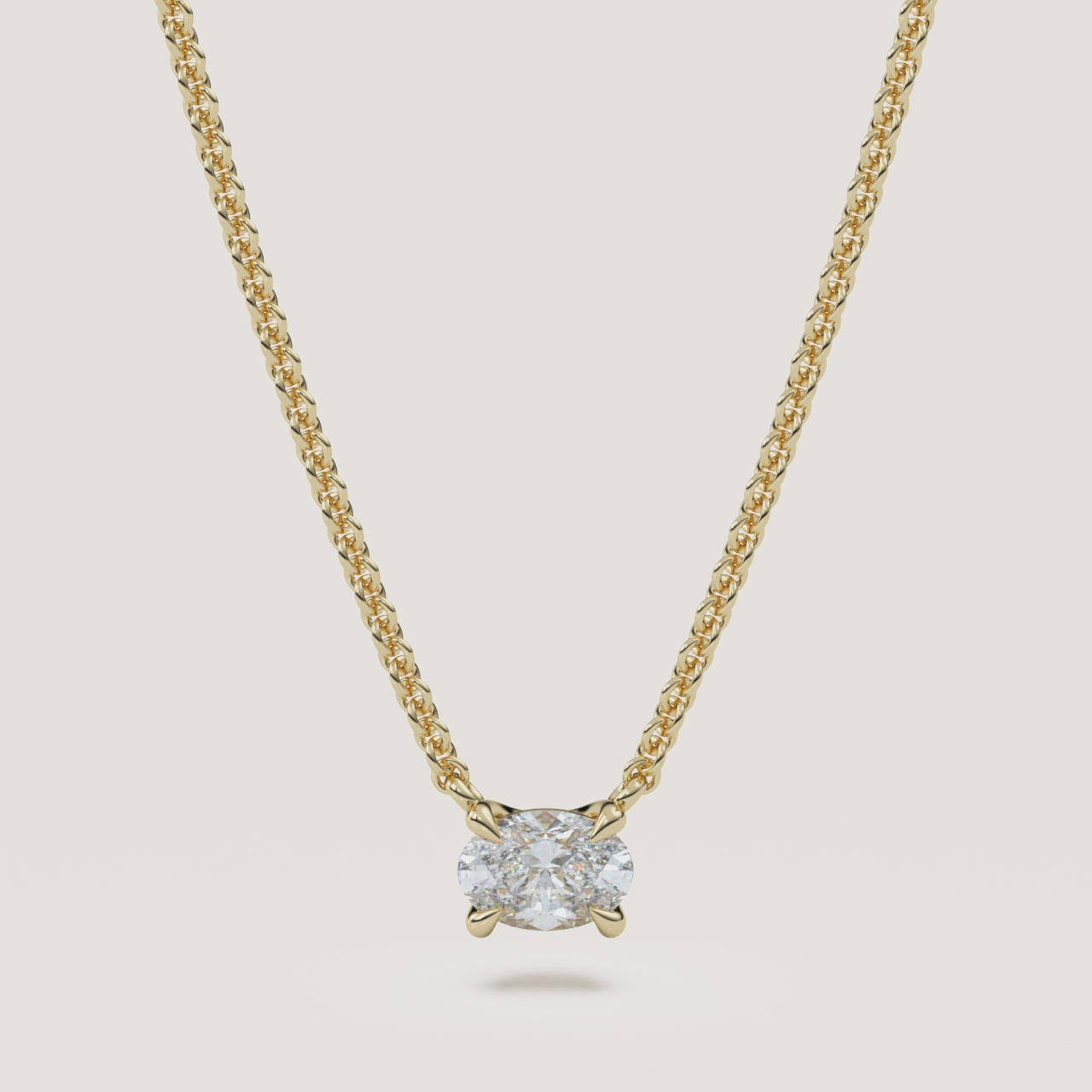 Oval Diamond Solitaire Necklace — 0.50 CT in 14k Yellow Gold (360° video)