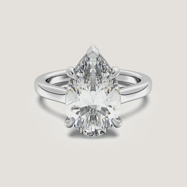 Pear Shape Heirloom Cathedral Engagement Ring | Platinum