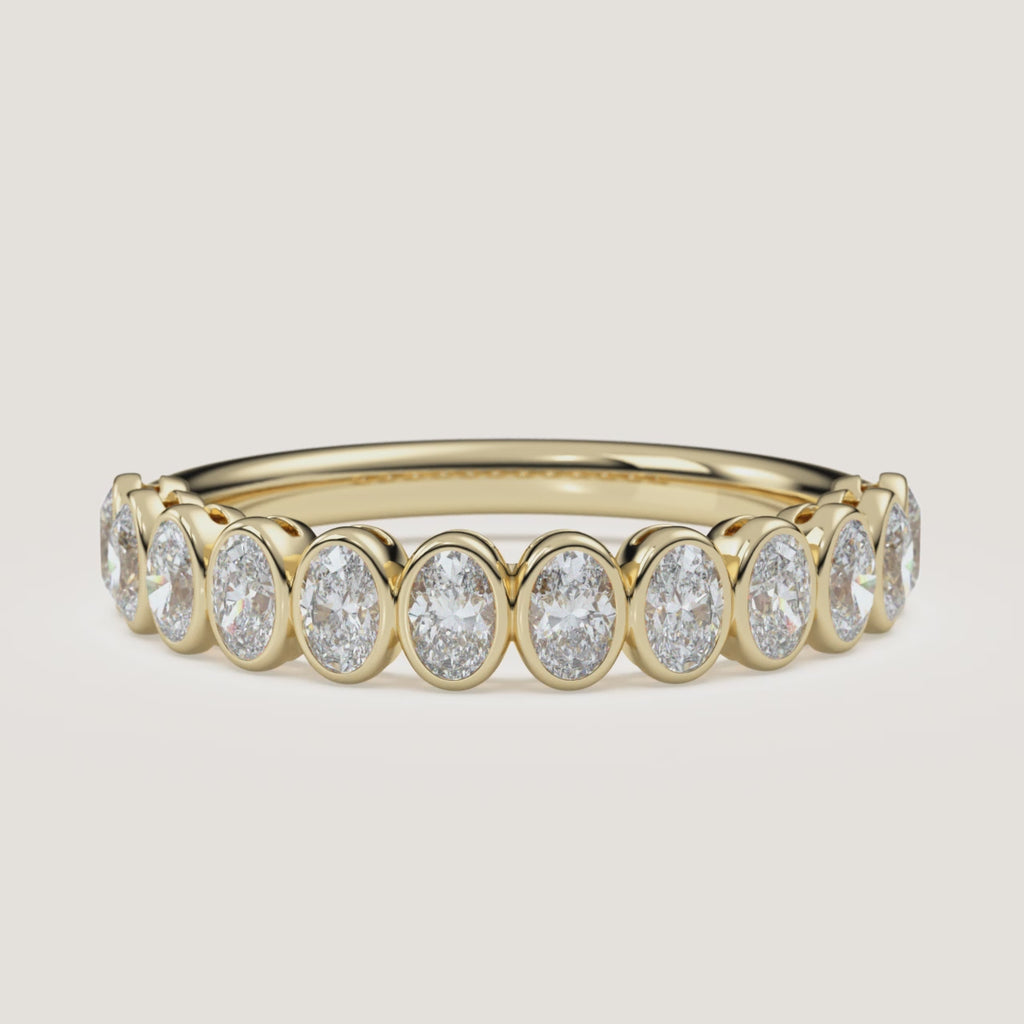 Oval Bezel Half Eternity Band — 0.50 CTW in 14k Yellow Gold (360° video)