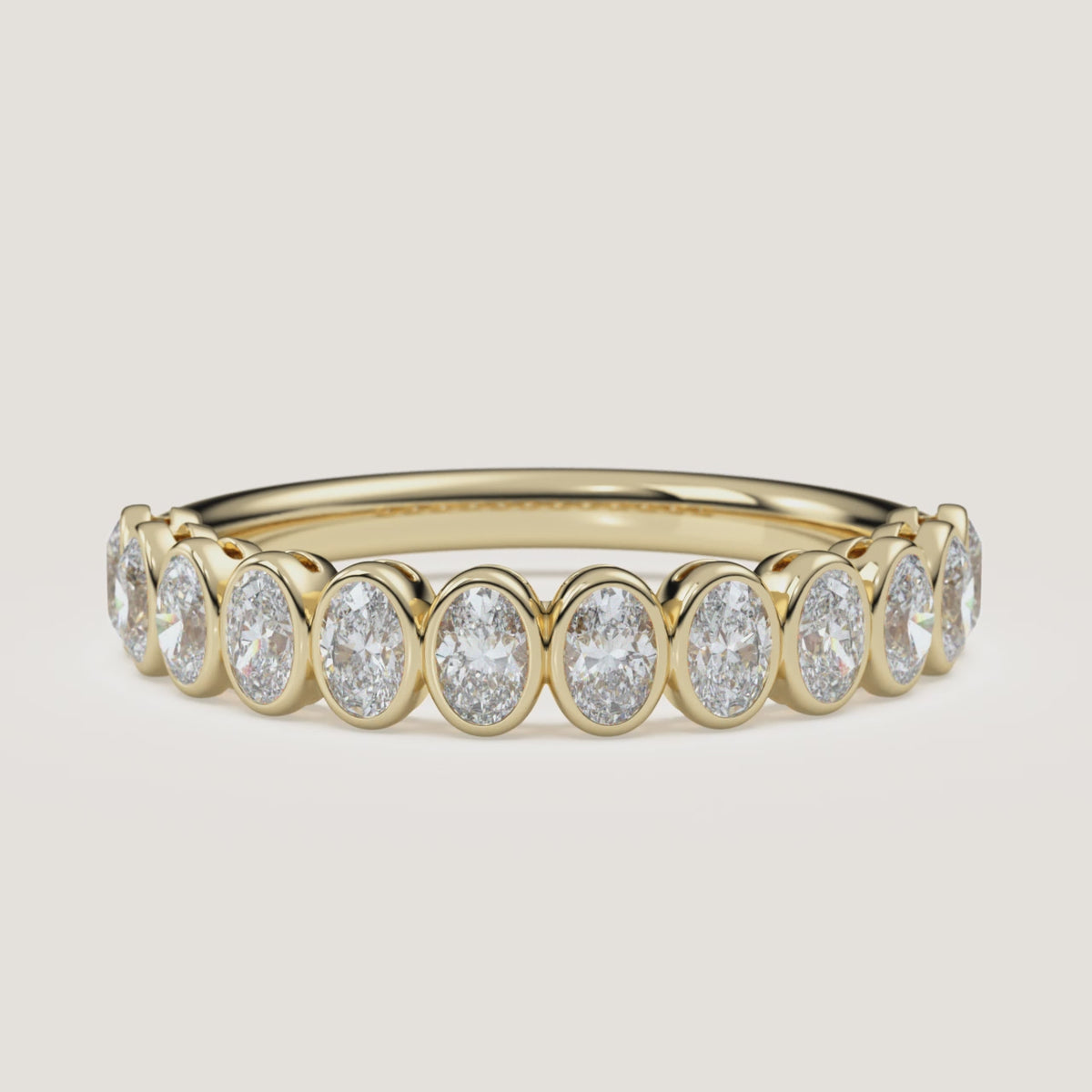 Oval Bezel Half Eternity Band — 0.50 CTW in 14k Yellow Gold (360° video)