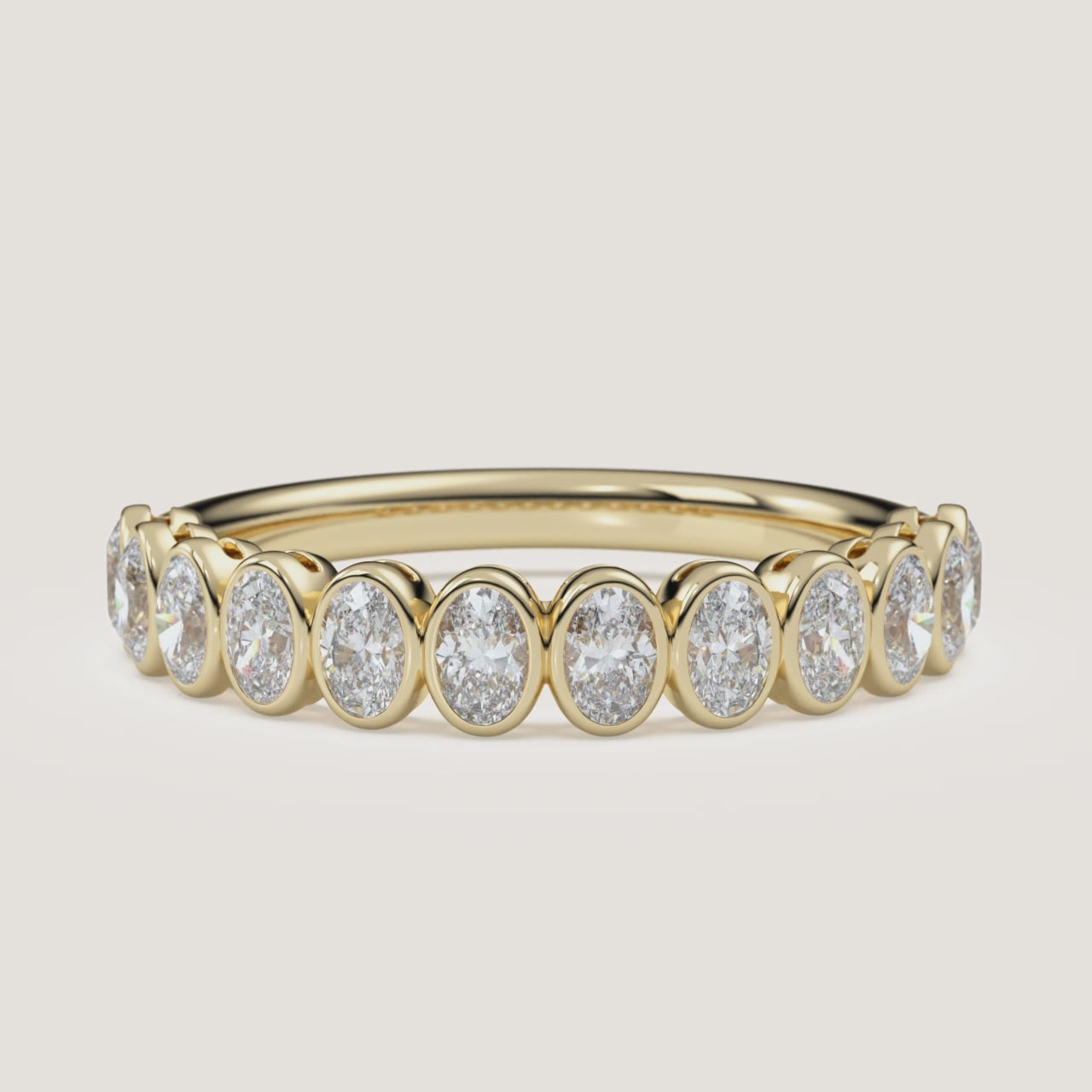 Oval Bezel Half Eternity Band — 0.50 CTW in 14k Yellow Gold (360° video)