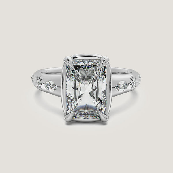 Radiant Cut Faux Bezel Engagement Ring | Platinum