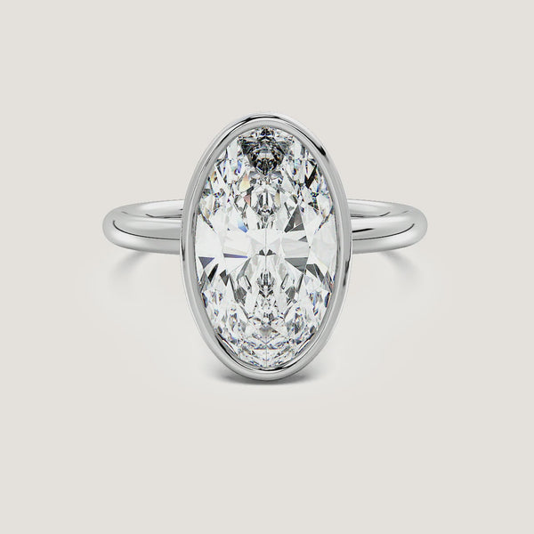 Moval Bezel Set Engagement Ring | Platinum