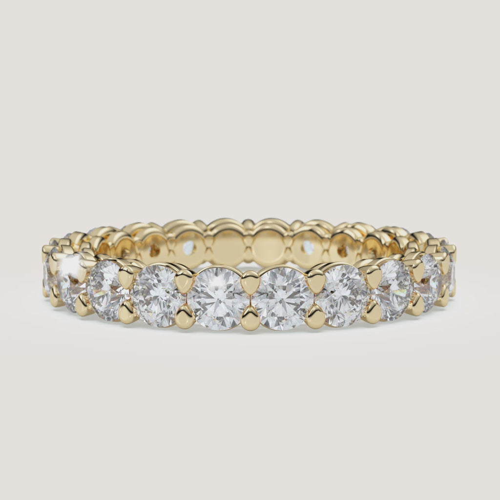 Round Diamond Eternity Band — 2 CTW in 14k Yellow Gold (360° video)