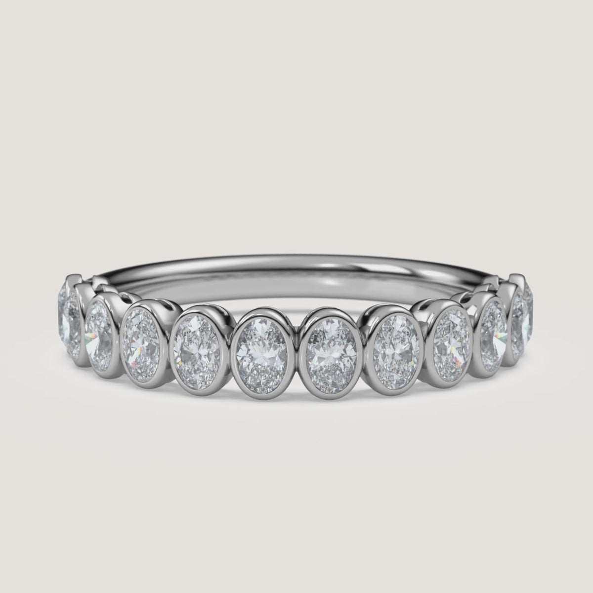 Oval Bezel Half Eternity Band — 0.50 CTW in 14k White Gold (360° video)