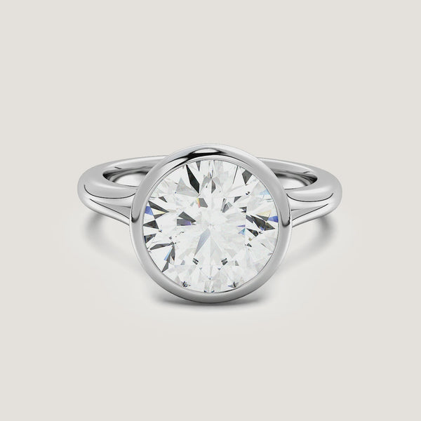 Round Split Cathedral Bezel Ring | Platinum